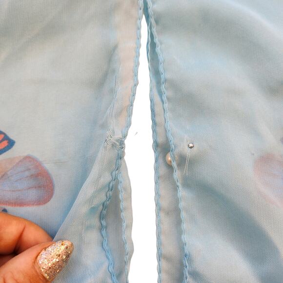 Blue Butterfly Poncho One Size Sheer See Through Whimsical Fairy Fairycore - Picture 8 of 14